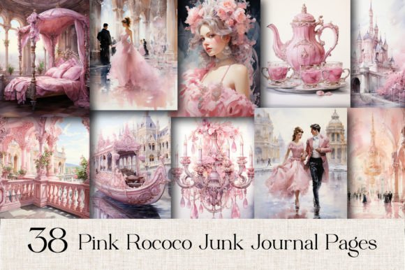 Download 38 Pink Rococo Background Digital Paper - Background Collection