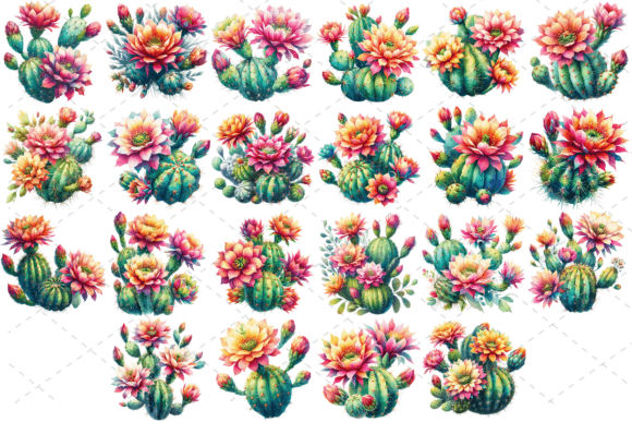 Download Cactus Bloom Watercolor Clipart Bundle - Cactus Collection