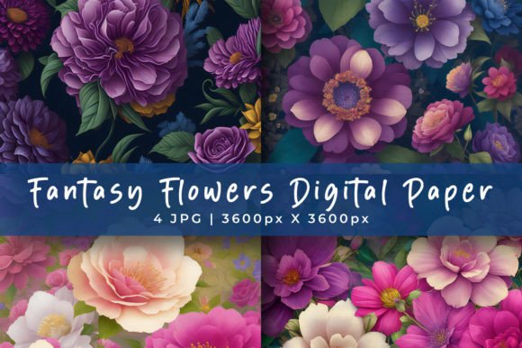 Download Fantasy Flowers Digital Background Set - Background Collection