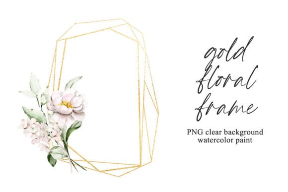 Download Floral Gold Geometric Frame with Flowers - Premium Resources