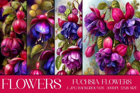 Download Pretty Fuchsia Flowers Backgrounds, S1 - Background Collection