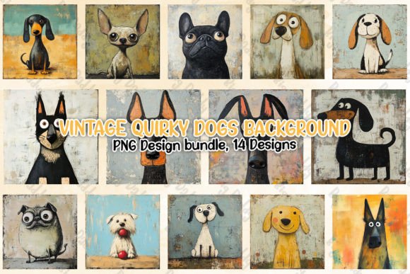 Download Vintage Quirky Dogs Background Clipart - Background Collection