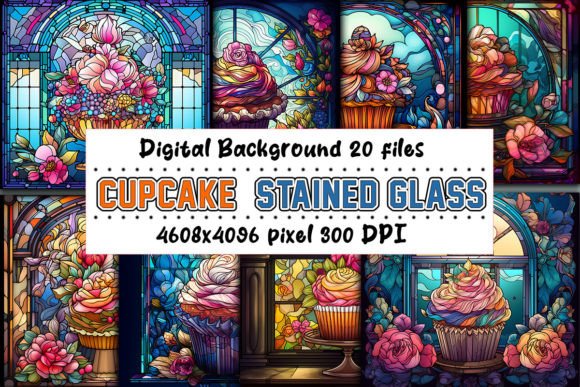 Download Stained Glass Cupcake Background Bundle - Background Collection
