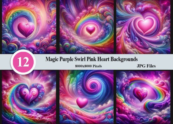 Download Magic Purple Swirl Pink Heart Background - Background Collection