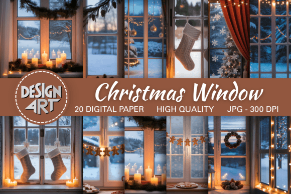 Download Christmas Window Digital Background Set - Background Collection