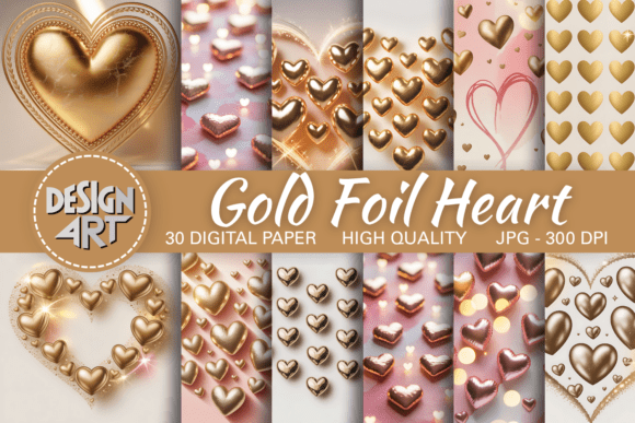 Download Gold Foil Heart Background - Background Collection