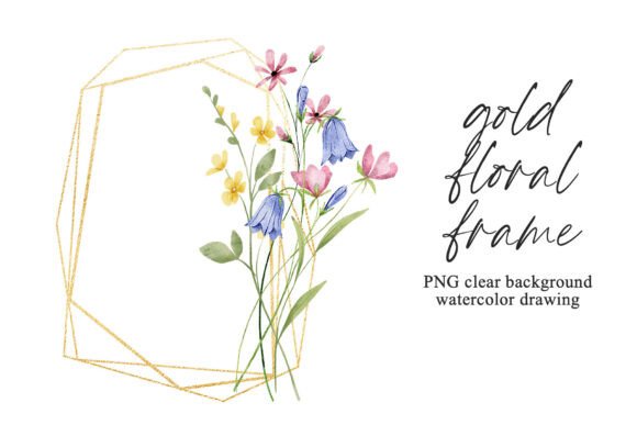 Download Floral Gold Geometric Frame Wildflowers. - Geometric frame Collection