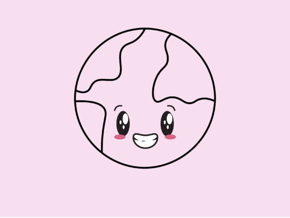 Download Kawaii Space Earth Line Background - Background Collection