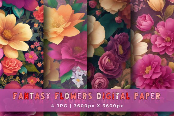 Download Fantasy Flowers Digital Background Set - Background Collection