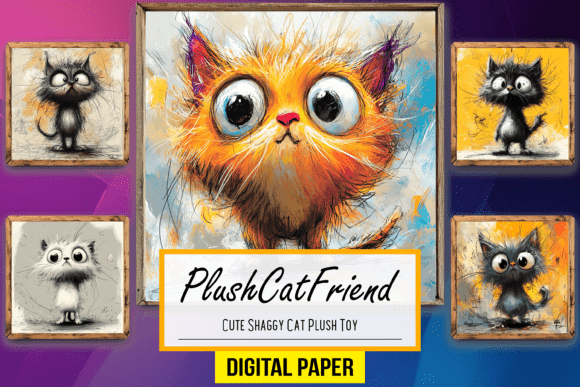 Download Cute Shaggy Cat Plush Toy Background Art - Background Collection