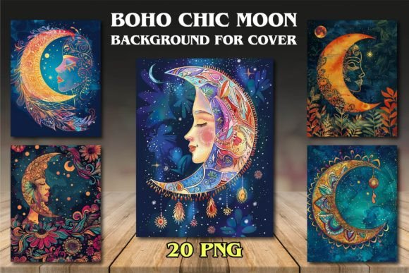 Download Boho Chic Moon Backgrounds for Covers - Background Collection