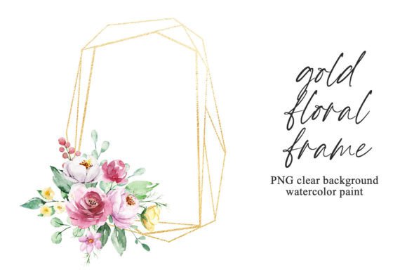 Download Floral Gold Geometric Frame with Flowers - Geometric frame Collection