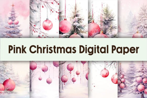 Download Pink Christmas Digital Paper Background - Background Collection