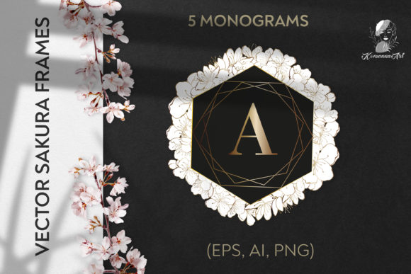 Download Flowers Vintage Geometric Frame Monogram - Premium Bundle