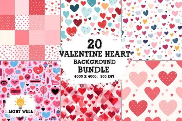 Download Valentine Heart Background Digital Paper Bundle - Background Collection