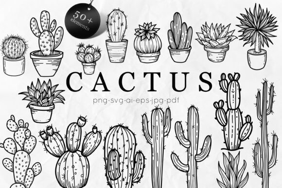 Download Cactus SVG Bundle | Succulent Line Art - Cactus Collection