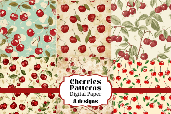 Download Red Summer Cherries SEAMLESS Backgrounds - Background Collection