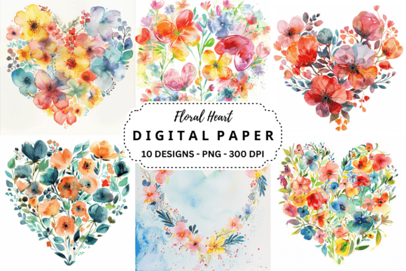 Download Watercolor Floral Heart Background - Background Collection