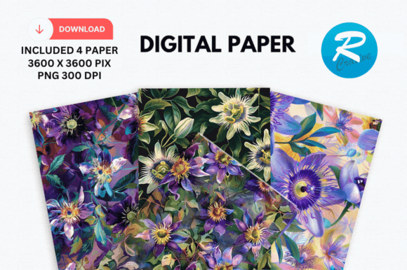 Download Passion Flower Digital Paper Background - Background Collection