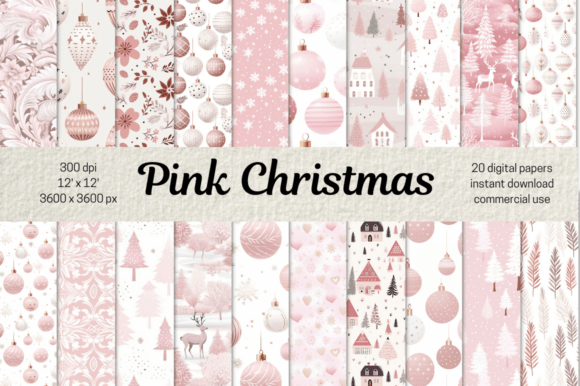 Download Pink Christmas Digital Paper Background - Background Collection