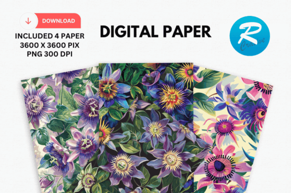 Download Passion Flower Digital Paper Background - Background Collection