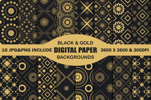 Download Black and Gold Digital Paper Background - Background Collection
