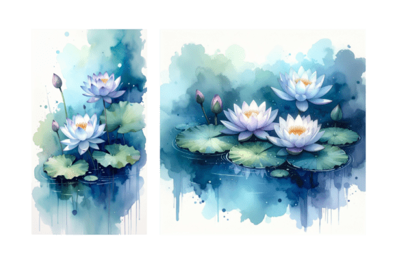 Download Lotus Pond Watercolor Background Art - Background Collection