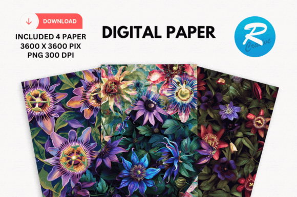 Download Passion Flower Digital Paper Background - Background Collection