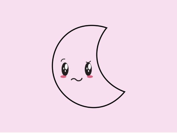 Download Kawaii Space Moon Line Background - Background Collection