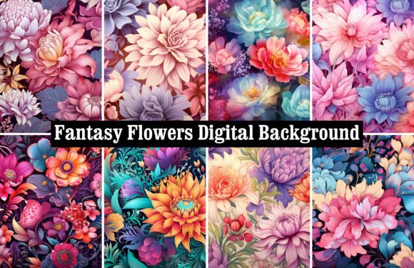 Download Fantasy Flowers Digital Background Set - Background Collection