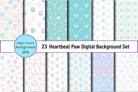 Download Heartbeat Paw Digital Background Set - Background Collection