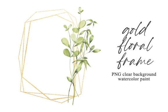 Download Floral Gold Geometric Frame with Leaves. - Geometric frame Collection