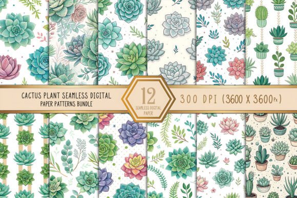 Download Cactus Plant Seamless Digital Paper - Cactus Collection